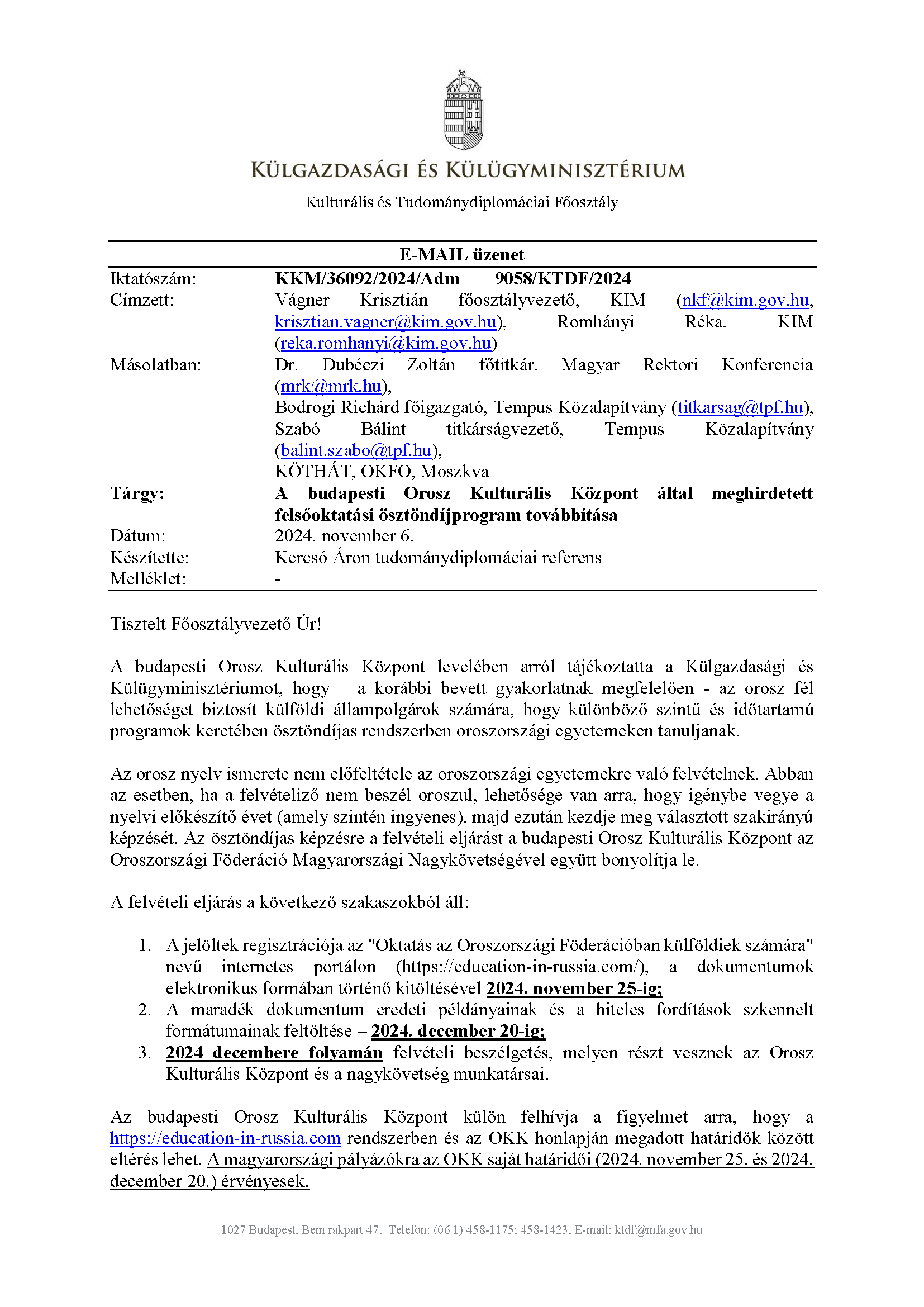 A budapesti Orosz Kultur&aacute;lis K&ouml;zpont &aacute;ltal meghirdetett felsőoktat&aacute;si &ouml;szt&ouml;nd&iacute;jprogram1